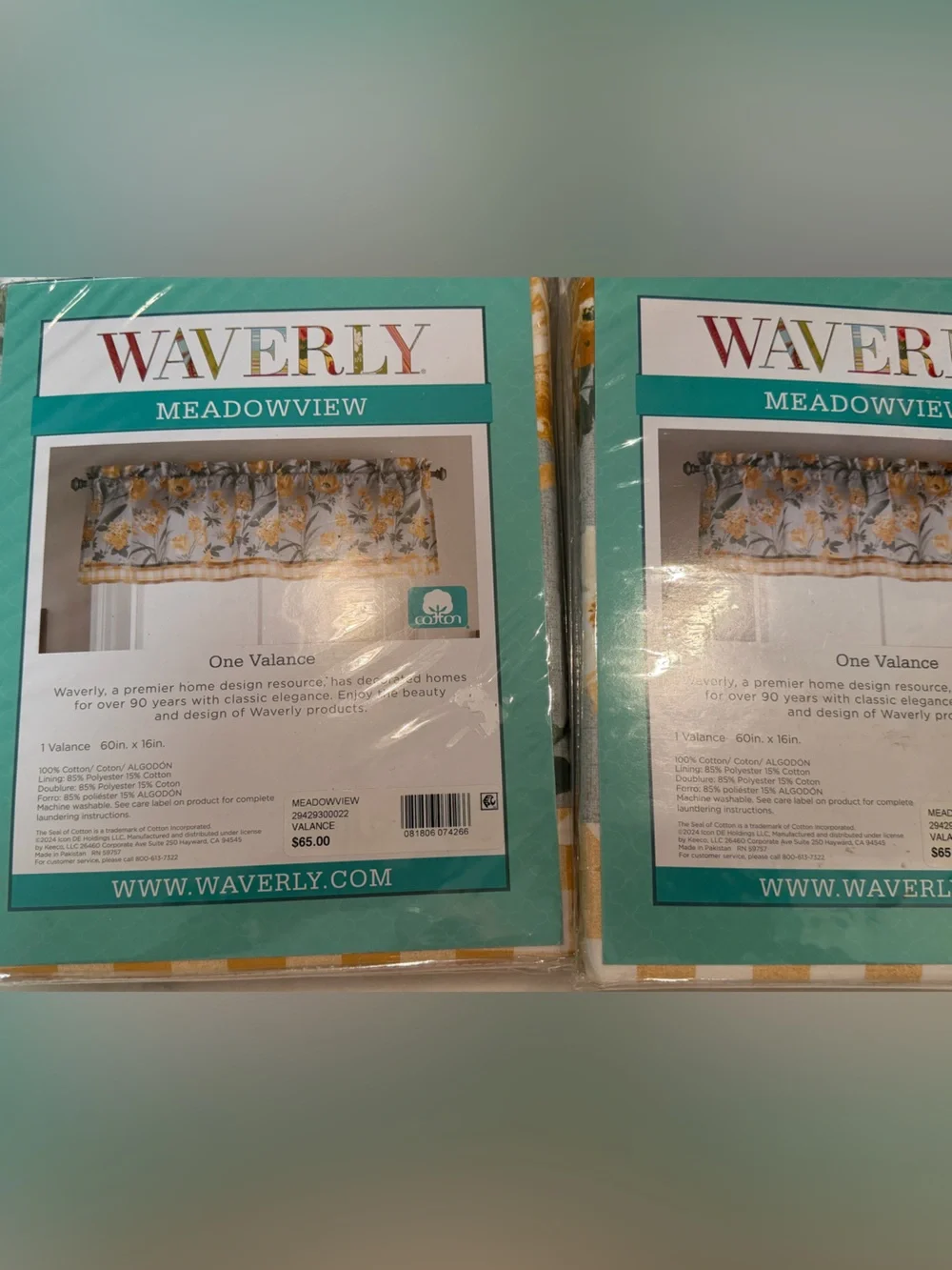 Waverly Meadowview Yellow Floral Valances Set of Two new